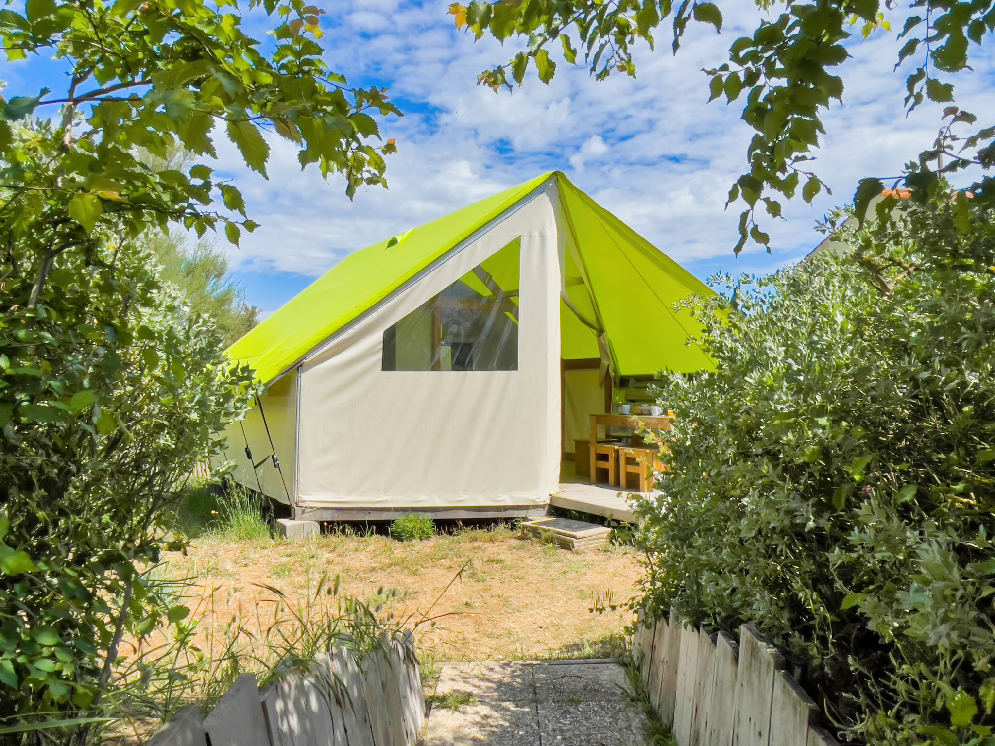 Location - Tente Toile Et Bois Ecolodge - Camping La Padrelle
