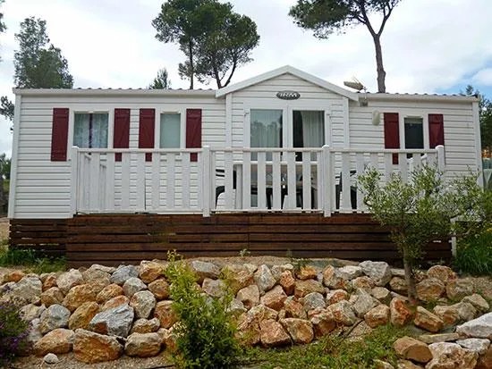 Mietunterkunft - Mobilheim Confort 3 Zimmer Klimaanlage + Tv - Camping Le Bois de Pins