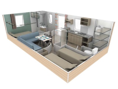 Mobile home Cottage 2 - 27m² - 2 bedrooms, air conditioning and television