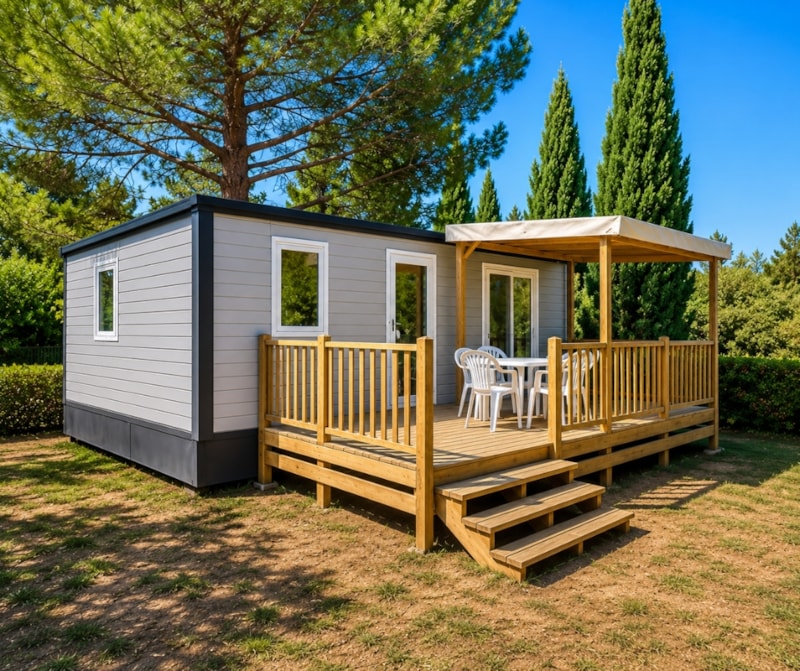 Stacaravan Cottage 2+ - 29m² - 2 slaapkamers, airconditioning en televisie