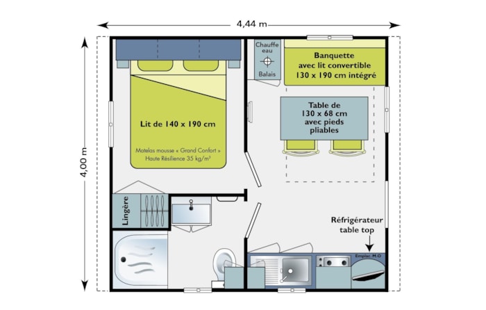 Mobil-Home 1 Chambre Terrasse 16-20M²
