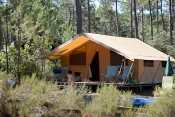 Location - Tente Toile & Bois Classic Iv - Huttopia Lac de Carcans