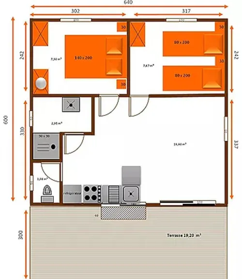 Accommodation - Comfortable Luxury Wooden Chalet - Air-Conditioned - image n°8 - Les Chamberts camping et lodges