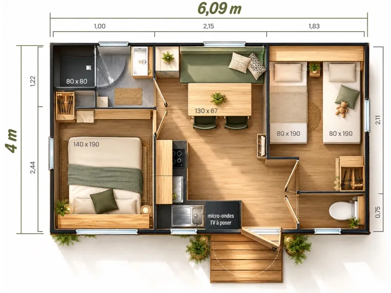 Cottage Grand Confort 2 Chambres - Climatisé