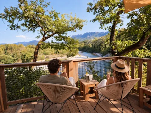 Mietunterkunft - Luxuriöses Mimosa-Chalet Mit Panoramablick Auf Den Fluss - Klimatisiert - image n°2 - Les Chamberts camping et lodges