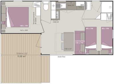 2-bedroom mobile home - ECO - Air-conditioned — 2