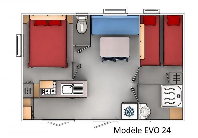 Mobil-Home 2 Chambres - Confort - Climatisé - Jusqu'à 4 Personnes