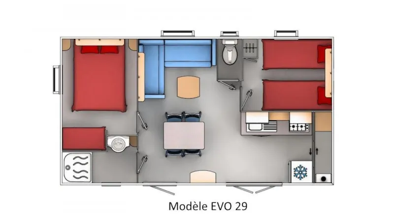 Mobil-Home 2 Chambres - Confort - Climatisé - Jusqu'à 4 Personnes