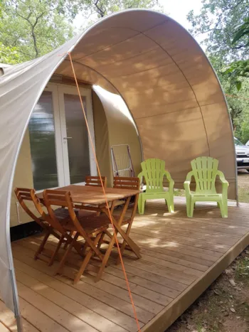 Mietunterkunft - Ecolo Cocosweet 2 Zimmer +Kichenette-Terrasse-Air-Conditionned- Ohne Sanitäranlagen - Camping de la Colline