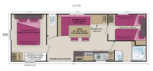 Accommodation - 2-Bedroom Mobile Home - Classic - Air-Conditioned - image n°5 - Camping de la Colline