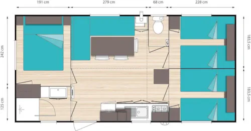 Accommodation - 3-Bedroom Mobile Home - Comfort - Air-Conditioned - image n°7 - Camping de la Colline