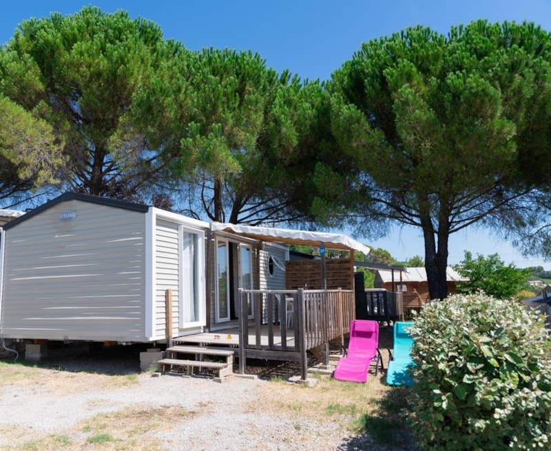 Mobil-home Confort 29m² 2 chambres + terrasse couverte + climatisation + TV