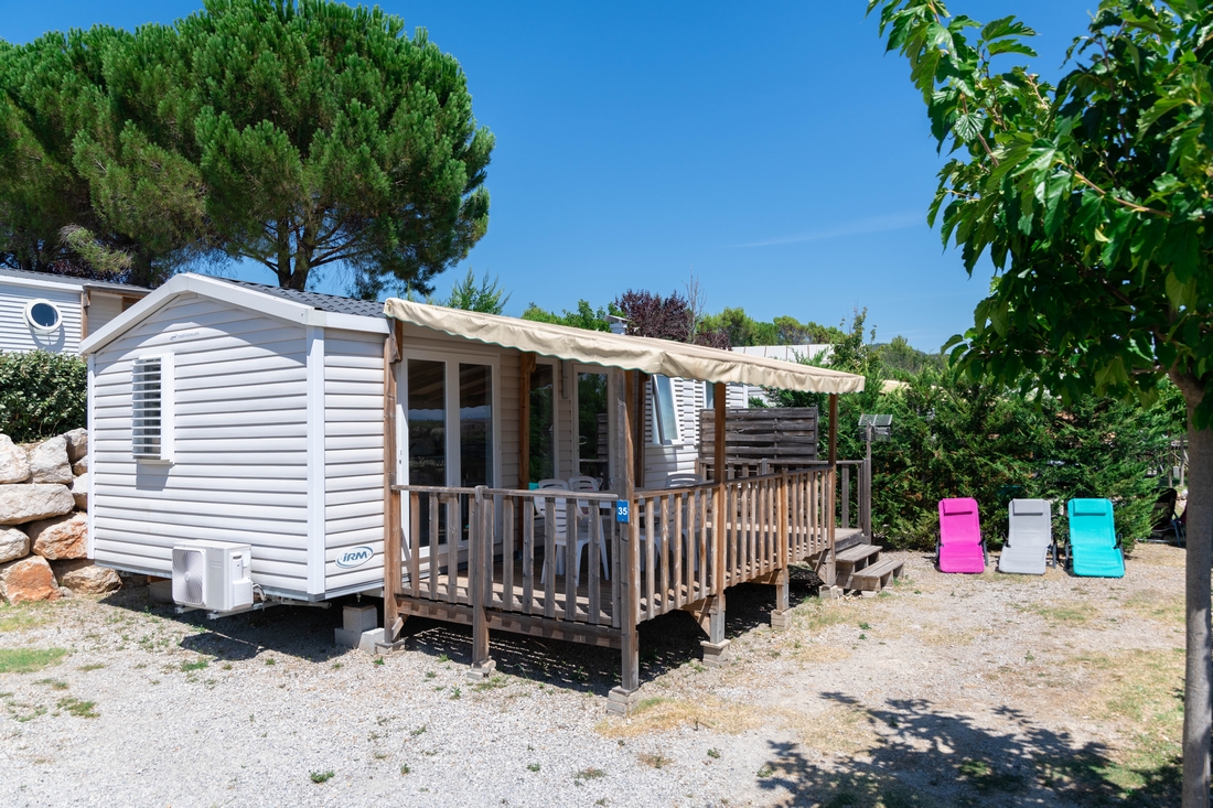 Mietunterkunft - Mobilheim Family 30 M²  (3 Zimmer) + Terrasse + Klimatisierung + Tv - Flower Camping Provence Vallée