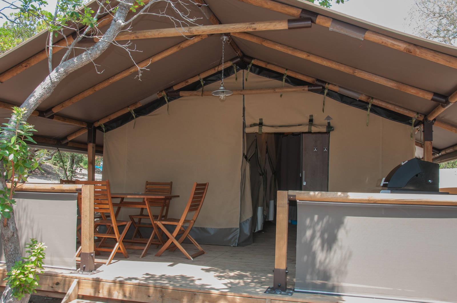 Location - Lodge Kenya 34.5M² - 2 Chambres - Terrasse 10M² (Avec Sanitaires) - Camping le Damier