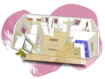 Mietunterkunft - Mobilheim Lavezzia - 2 Schlafzimmer + Klimaanlage - Camping le Damier