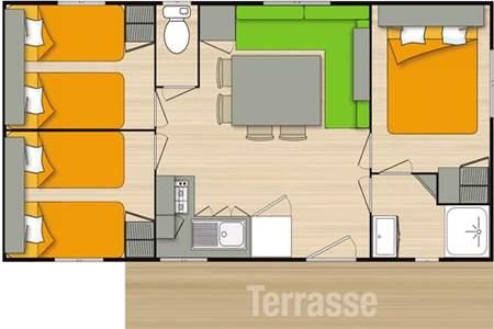 Mobil-Home Grand Confort 3 Chambres Avec Terrasse Semi-Couverte Bois + Tv