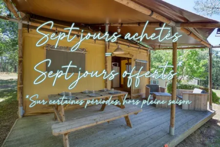Location - Tente Lodge Luxe Famille Avec Salle De Bain Wc - Camping Dordogne Las Patrasses