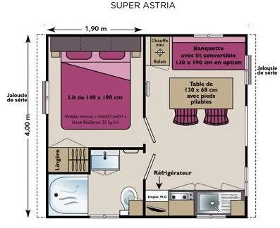 Mobil-Home Confort - 1 Chambre - 16M²