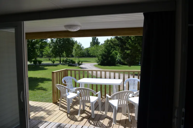 Mobil-Home Confort 35M² 2 Chambres + Terrasse Semi-Couverte + Tv + Lv + Clim