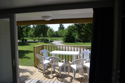 Mobile-home Premium 35m² 2 bedrooms + Half-covered terrace + TV + air-conditioning