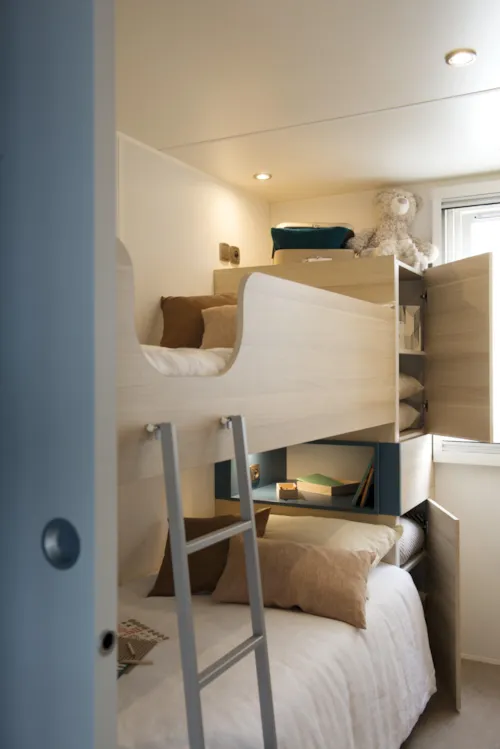 Location - Mobil-Home Premium 40M² 3 Chambres + Terrasse Semi-Couverte + Tv + Lv + Clim - image n°3 - Flower Camping Les Plages de l'Ain