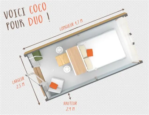 Mietunterkunft - Cocosweet 17M² 1 Zimmer (Ohne Sanitäranlagen) + Überdachte Terrasse + Küchenbereich - image n°4 - Flower Camping Les Plages de l'Ain