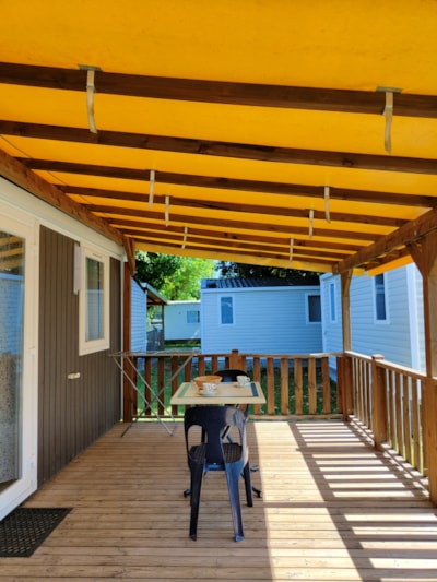 Mobile-home Confort 20m² 1 bedroom + sheltered terrace + TV + air-conditioning
