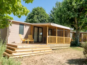 Locatif - Mobilheim  Premium 35m² 2 zimmer + Halbüberdachte Terrasse + TV + Klimaanlage - Flower Camping Les Plages de l'Ain