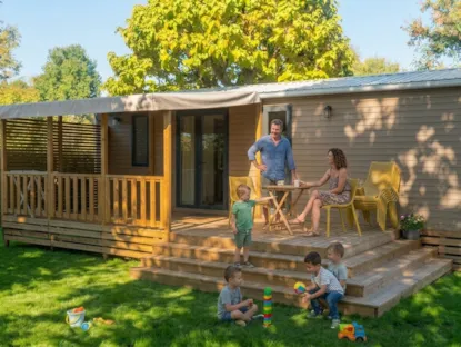 Mobil-Home Premium 40M² 3 Chambres + Terrasse Semi-Couverte + Tv + Lv + Clim