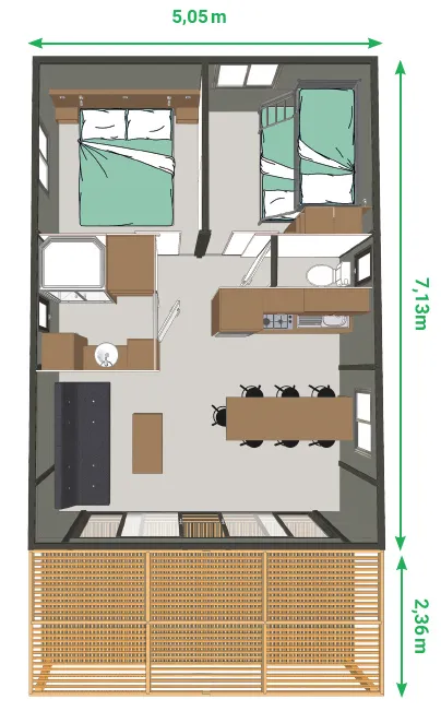 Chalet Tiria 35M² / 2 Chambres - Spacieux