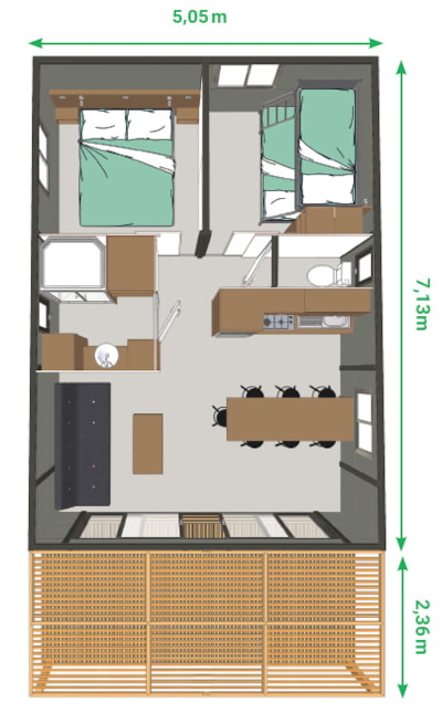 TIRIA Bungalow 35m² / 2 bedrooms