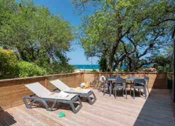 Mietunterkunft - Sirène 3 Meersicht (3 Schlafzimmer 37M²) Terras, Klimaanlage, Tv - Camping Le Bois de Valmarie