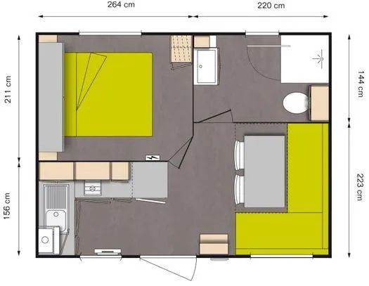 Mobil-Home Confort Escapade 1 Chambre (2 Adultes Maxi + 1 Enfant De - 18 Ans)