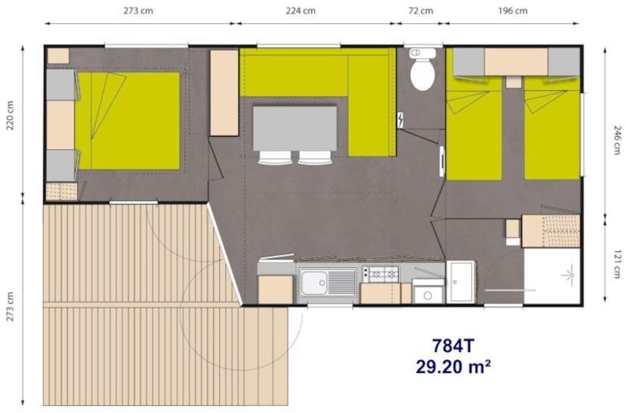 Mobil-Home Confort Azur 2 Chambres (4 Adultes Maxi + 2 Enfants De - 18 Ans)