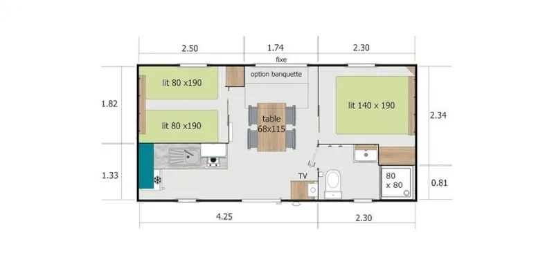 Mobil-Home Eco Provence 2 Chambres (4 Adultes Maxi+ 1 Enfant De - 18 Ans)
