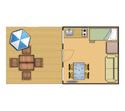 Cosy cabin with a sleeping couch