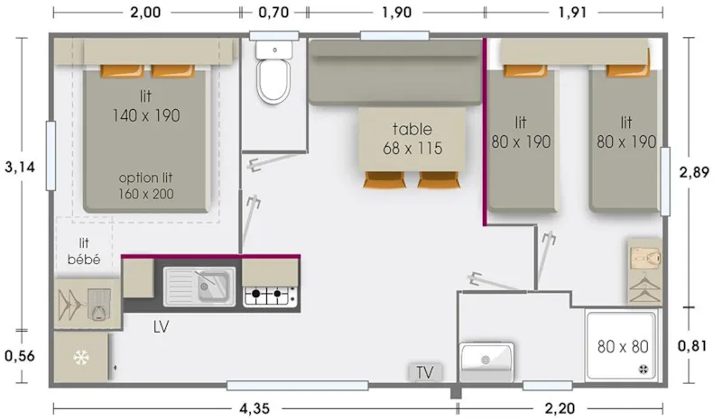 Mh Gamme Liberté 2 Chambres 23-24 M² 2 À 4 Personnes