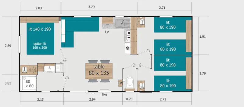 Mh  Gamme Espace 3 Chambres 34 M² 6 Personnes