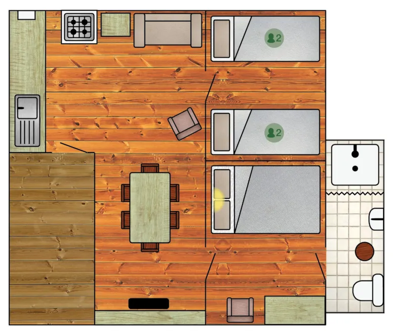 Cabane De Camping 305 - Avec Douche/Toilette (2 Chambres)
