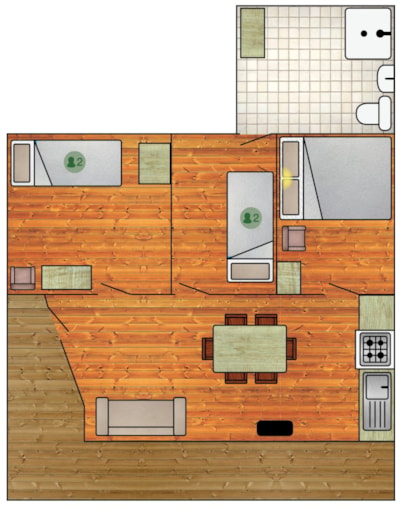 Log cabins 64 - with shower/toilet (3 bedrooms) — 2