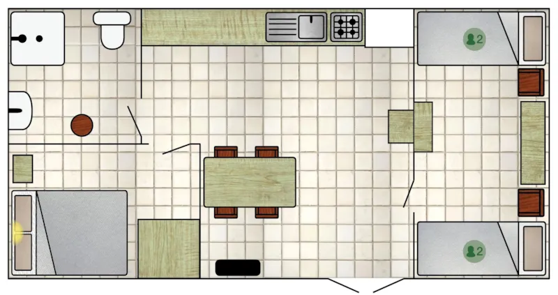Cabane De Camping 60 - Avec Douche/Toilette (2 Chambres)