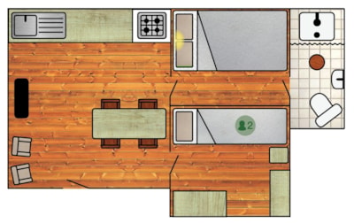 Log cabins 51 - with shower/toilet (2 bedrooms) — 3