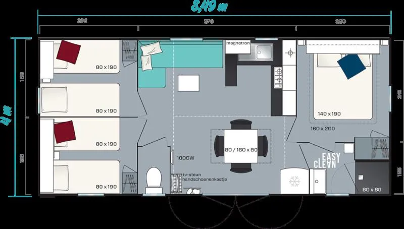 Mobilhome 53 - Avec Douche/Toilette (3 Chambres)