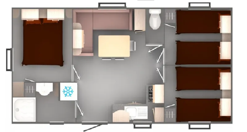 Mobilhome Confort - 30M² - 3 Chambres (6 Adultes + 2 Enfants)