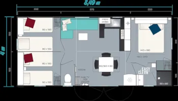 Mietunterkunft - Mobilheim 34M² - 3 Zimmer - Luxe - Camping Bleu Marine