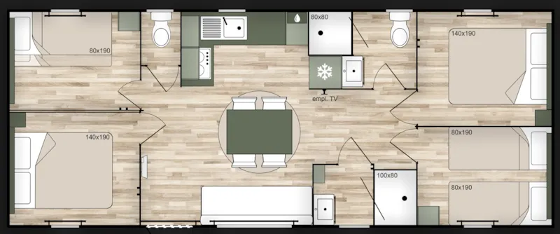 Mobil-Home Cypres +++ 4 Chambres