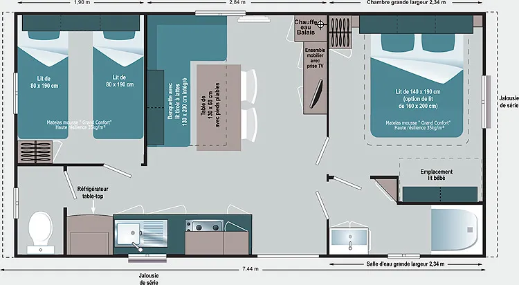 Location - Cottage Des Pins 2 Ch - 4 Pers 28M² - Tv : Arrivée Le Samedi (Juillet/Août) - Camping Des Familles