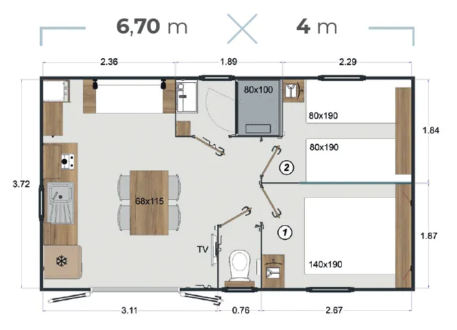 Lodge Surfeur 2 Ch - 24M² - Tv + Clim