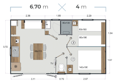 SURFER LODGE 2 BEDROOMS - 24m² - TV + Clim — 3