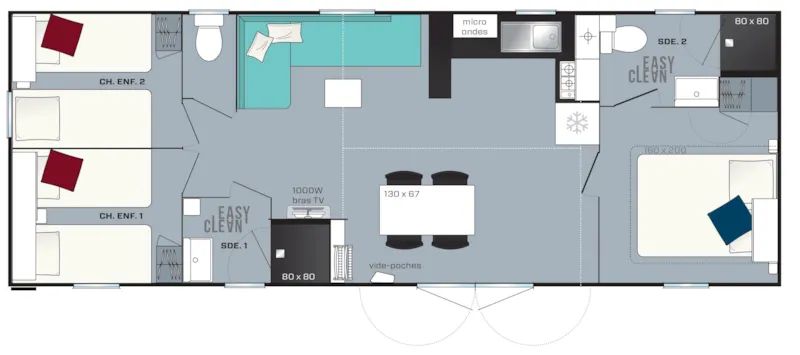 Mobil-Home Aqua Premium 43 M² - 3 Chambres